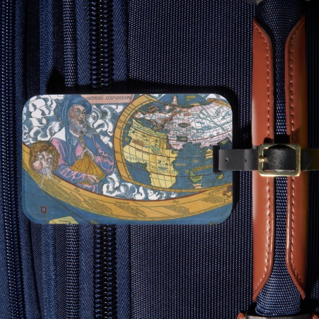 Antike Weltkarte mit Claudius Ptolemy, 1507 Gepäckanhänger (Vorderseite Insitu 4)