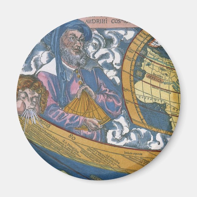 Antike Weltkarte mit Claudius Ptolemy, 1507 Magnet (Vorne)