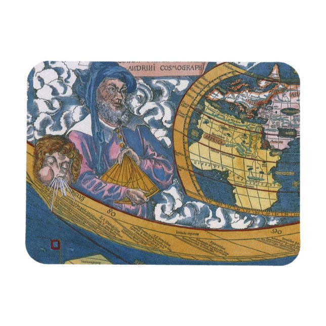 Antike Weltkarte mit Claudius Ptolemy, 1507 Magnet (Horizontal)