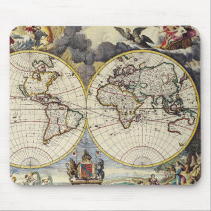 Antike Weltkarte mit den mythologischen vier Eleme Mousepad