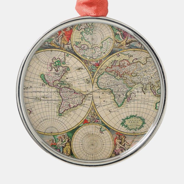 Antike Weltkarte Ornament Aus Metall (Vorne)