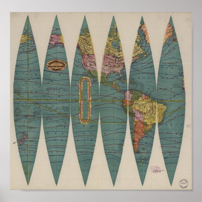 Antike Weltkarte Rand McNally 1891 Poster (Vorne)