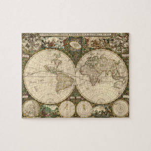 Antike Weltkarte von 1660 von Frederick de Wit