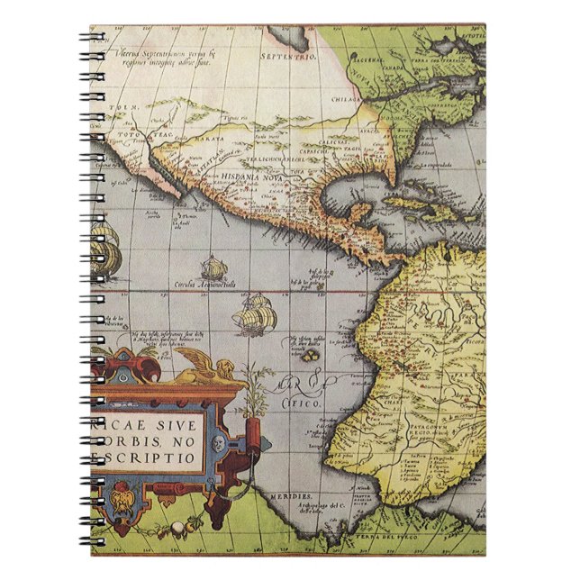 Antike Weltkarte von Amerika, 1570 Notizblock (Vorderseite)