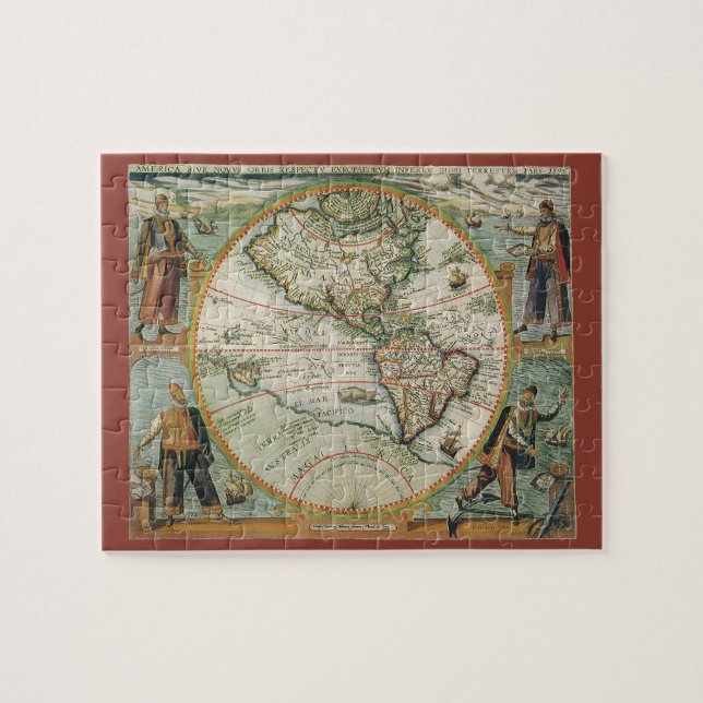 Antike Weltkarte von Amerika, 1597 (Horizontal)