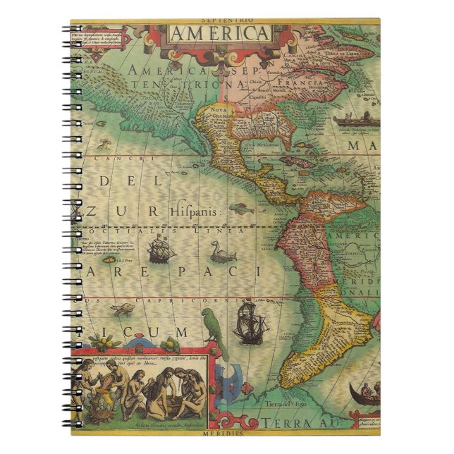 Antike Weltkarte von Amerika, 1606 Notizblock (Vorderseite)