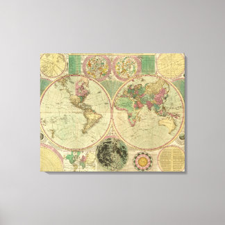 Antike Weltkarte von Carington Bowles, ca. 1780 Leinwanddruck