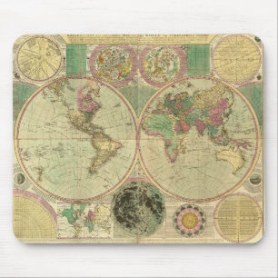 Antike Weltkarte von Carington Bowles, ca. 1780 Mousepad