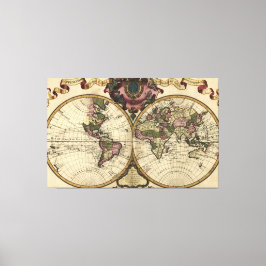 Antike Weltkarte von Guillaume de L'Isle, 1720 Leinwanddruck