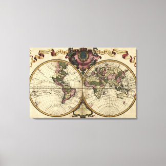 Antike Weltkarte von Guillaume de L'Isle, 1720 Leinwanddruck