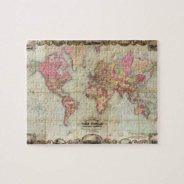 Antike Weltkarte von John Colton, ca. 1854 (Horizontal)