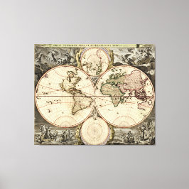 Antike Weltkarte von Nicolao Visscher, ca. 1690 Leinwanddruck