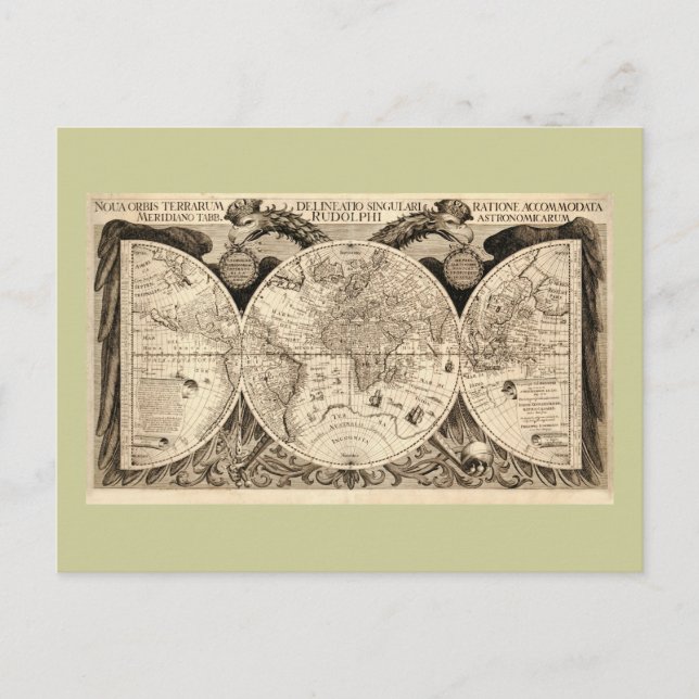 Antike Weltkarte von Philipp Eckebrecht - 1630 Postkarte (Vorderseite)
