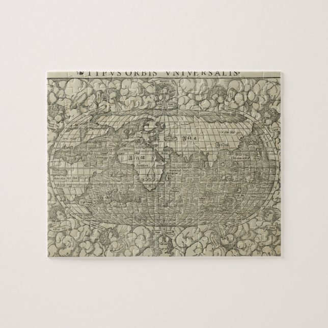 Antike Weltkarte von Sebastian Münster um 1560 (Horizontal)