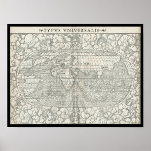 Antike Weltkarte von Sebastian Münster um 1560 Poster