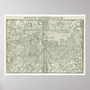 Antike Weltkarte von Sebastian Münster um 1560 Poster