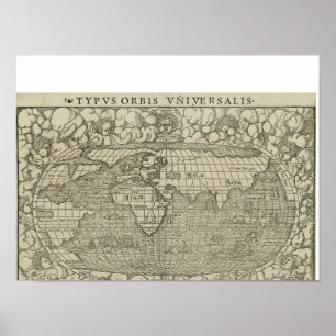 Antike Weltkarte von Sebastian Münster um 1560 Poster