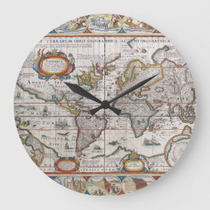 Antike Weltkarte Wanduhr