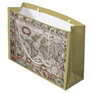 Antike Weltkartegeschenktasche Große Geschenktüte