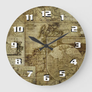 Antike Weltkarten Große Wanduhr