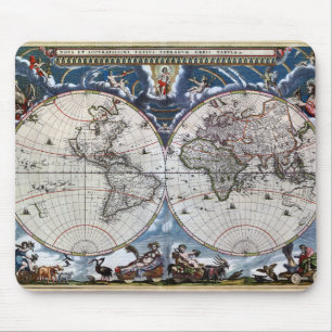 Antike Weltskarte 1664 wieder hergestellt Mousepad