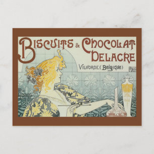 Antike Werbeanzeige Biscuits Chocolat Delacre Post Postkarte