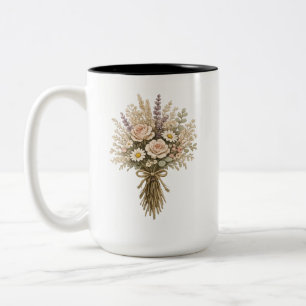 Antike Wildblumensträuße Zweifarbige Tasse