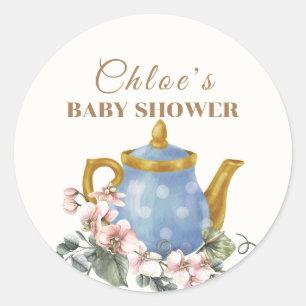 Antike Wildblumentheekanne Baby Shower Runder Aufkleber