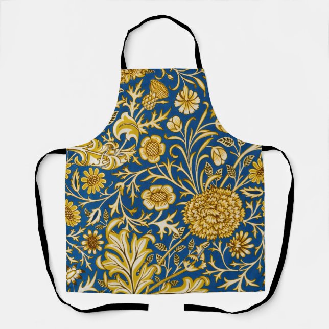 Antike William Morris Cherwell Blue Blumenkunst Schürze (Vorderseite)