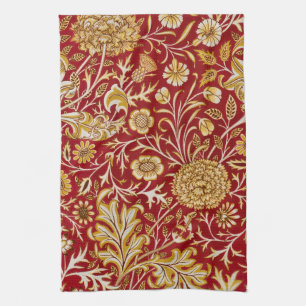 Antike William Morris Cherwell rote Blumengestaltu Geschirrtuch