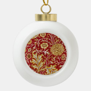 Antike William Morris Cherwell rote Blumengestaltu Keramik Kugel-Ornament