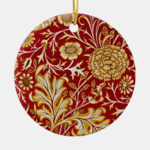 Antike William Morris Cherwell rote Blumengestaltu Keramik Ornament