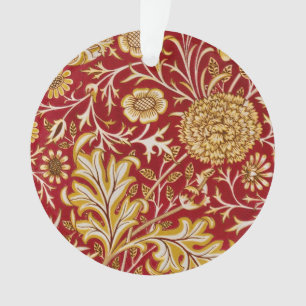 Antike William Morris Cherwell rote Blumengestaltu Ornament