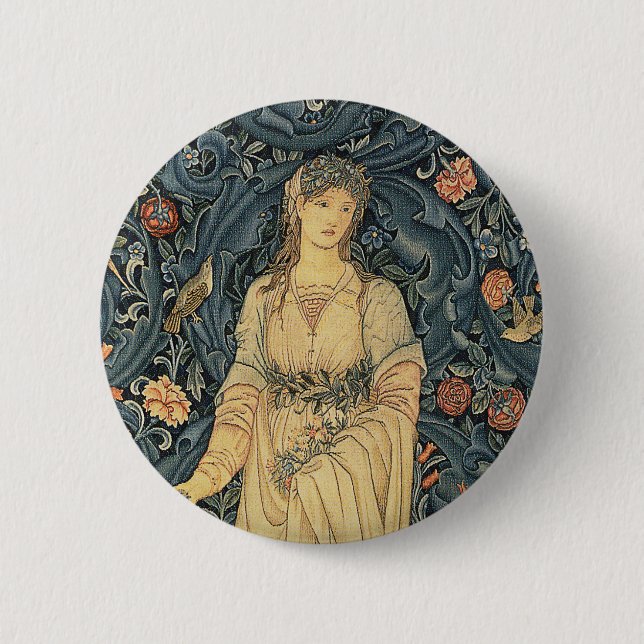 Antike William Morris-Flora Button (Vorderseite)