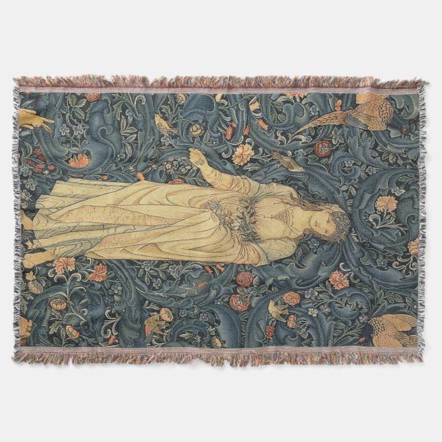 Antike William Morris-Flora-Wurfs-Decke Decke (Vorderseite)