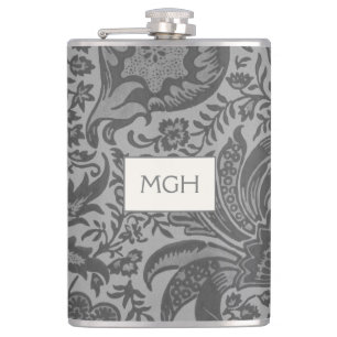 Antike William Morris graue botanische Flasche Flachmann
