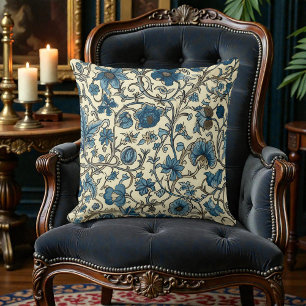 Antike William Morris Navy Blau Blumenmuster Kissen