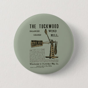 Antike Windmühle Das Tuckwood Whitewater Wis 1889 Button