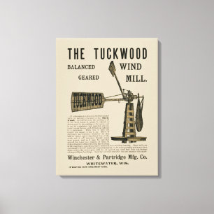 Antike Windmühle Das Tuckwood Whitewater Wis 1889 Leinwanddruck