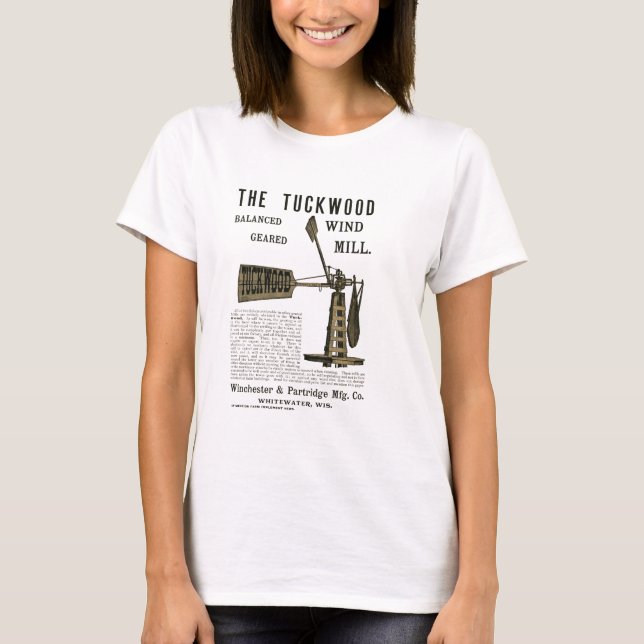 Antike Windmühle Das Tuckwood Whitewater Wis 1889 T-Shirt (Vorderseite)