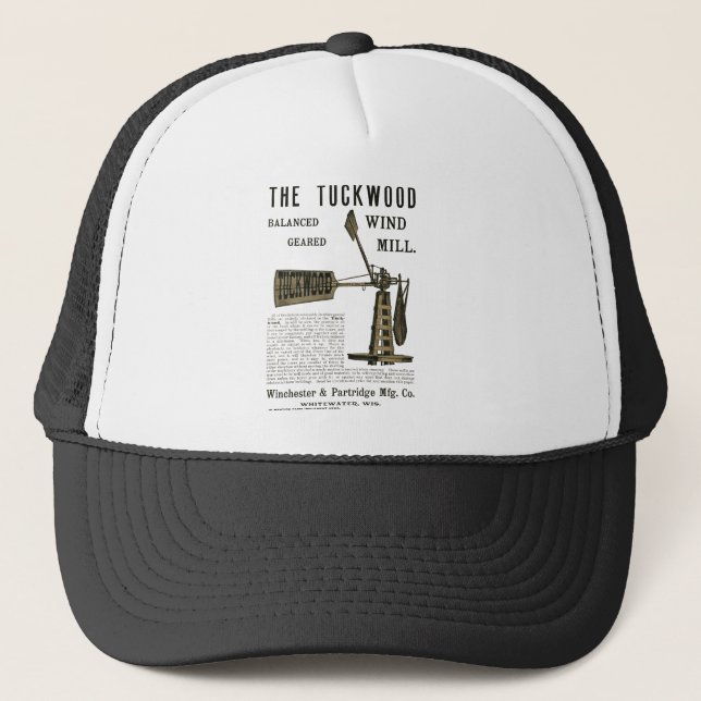 Antike Windmühle Das Tuckwood Whitewater Wis 1889 Truckerkappe (Vorderseite)