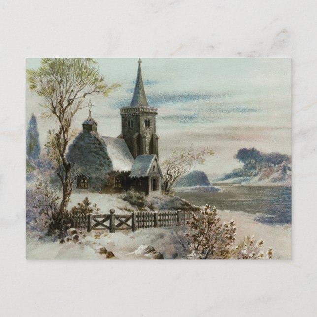 Antike Winterkirche Postkarte (Vorderseite)