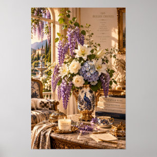 Antike Wisteria-Blumenwandkunst Poster
