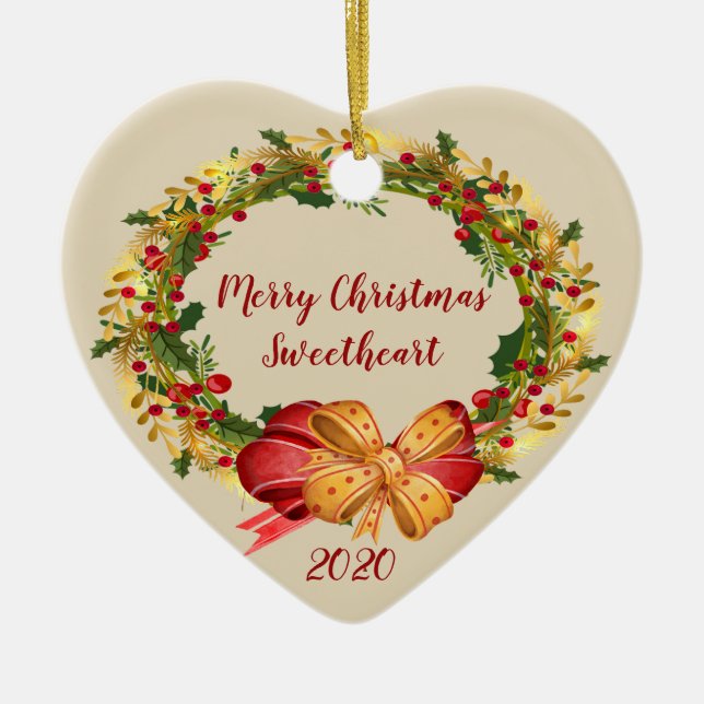 Antike Wreath Christmas Sweetheart Keramik Ornament (Vorne)