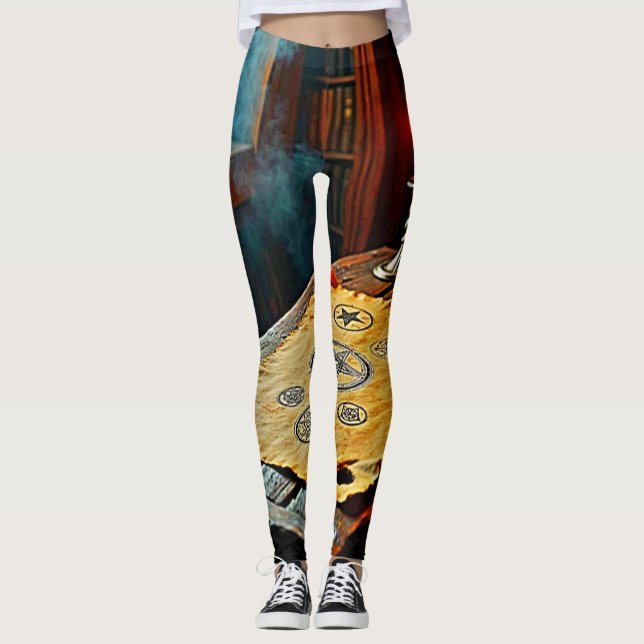 Antike Zauber auf einem Mystischen Scroll Leggings (Vorderseite)