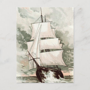 Antike Zeichnung: Dreimastschiff Postkarte