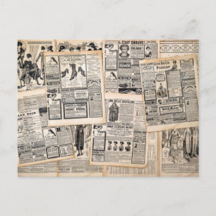 Antike Zeitungsanzeigenblätter Decoupage Postkarte