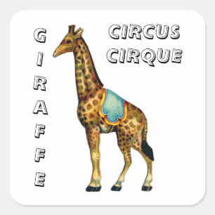 Antike Zirkus-Darstellung einer Giraffe Quadratischer Aufkleber