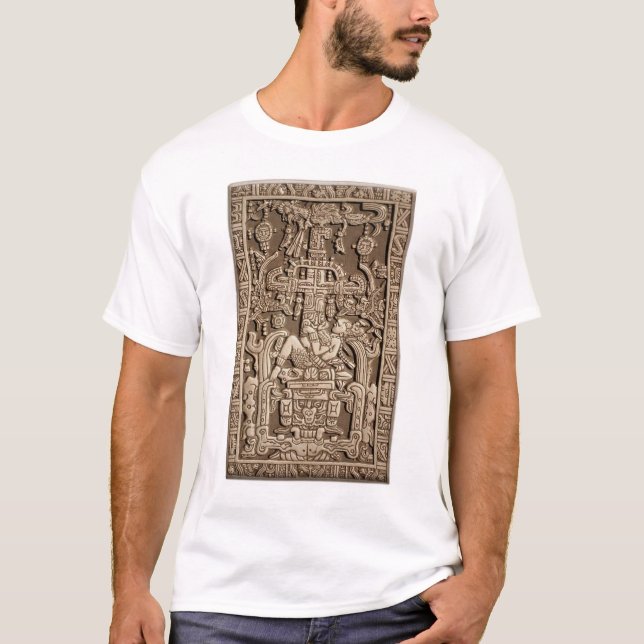 Antiker Astronaut. Pakal, Maya, Sarcophagusdeckel. T-Shirt (Vorderseite)
