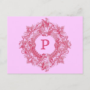 Antiker aufwendiger rosa florierender Kranz Postkarte